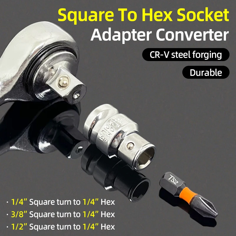 1/4 "3/8" 1/2 "مربع محرك إلى 1/4 "عرافة عرقوب محول القابس محول التغيير السريع بت حامل إصلاح الأدوات اليدوية اكسسوارات