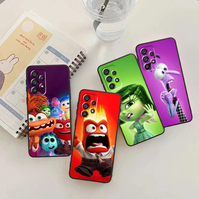 Inside Out Cartoon Cute For Samsung A53 A52 A33 A32 A51 A71 A21S A13 A73 A55 A22 A23 A35 A72 A54 A12 5G Black Cover Phone Case