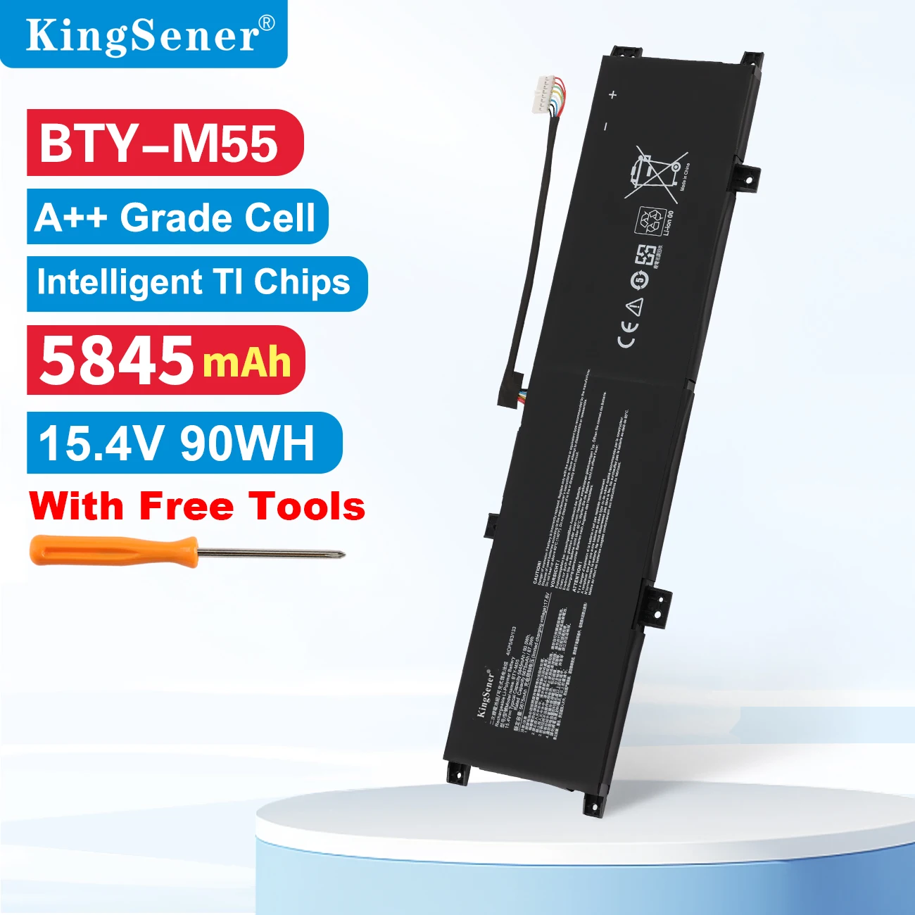 KingSener 90Wh BTY-M55 Laptop Battery For MSI Alpha 15 A4DEK B5EEK B5EX 17 B5EEK Pulse 15 B13VFK B13VGK Katana GF66 11UG Pulse