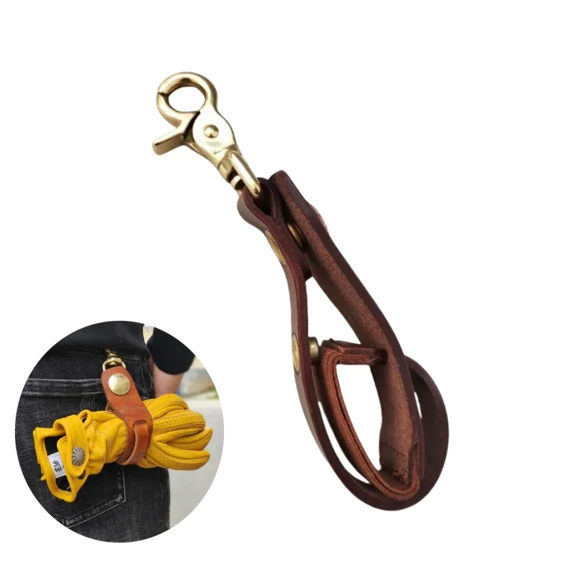 

Retro Genuine Leather Motorcycle Gloves Buckle For Harley binding clip keychain Outdoor sports bicycle glove buckle 3 colors