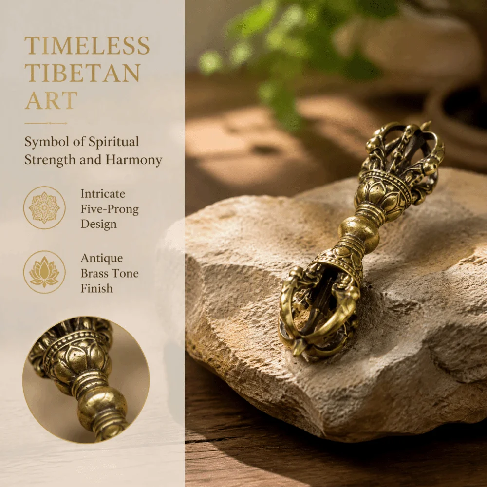Brass Brass Dorje Vajra Collection Quality Ritual Tool Buddhist Ritual Pestle Fine Craftsmanship Dorje Vajra Decoration
