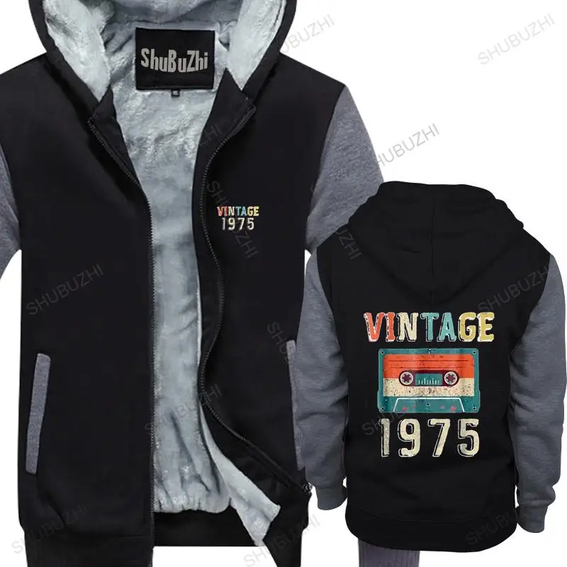 

men winter warm black hoody 46Rd Birthday Gift Vintage 1975 43 Years Old Mixtape jacket male thick hoodies euro size