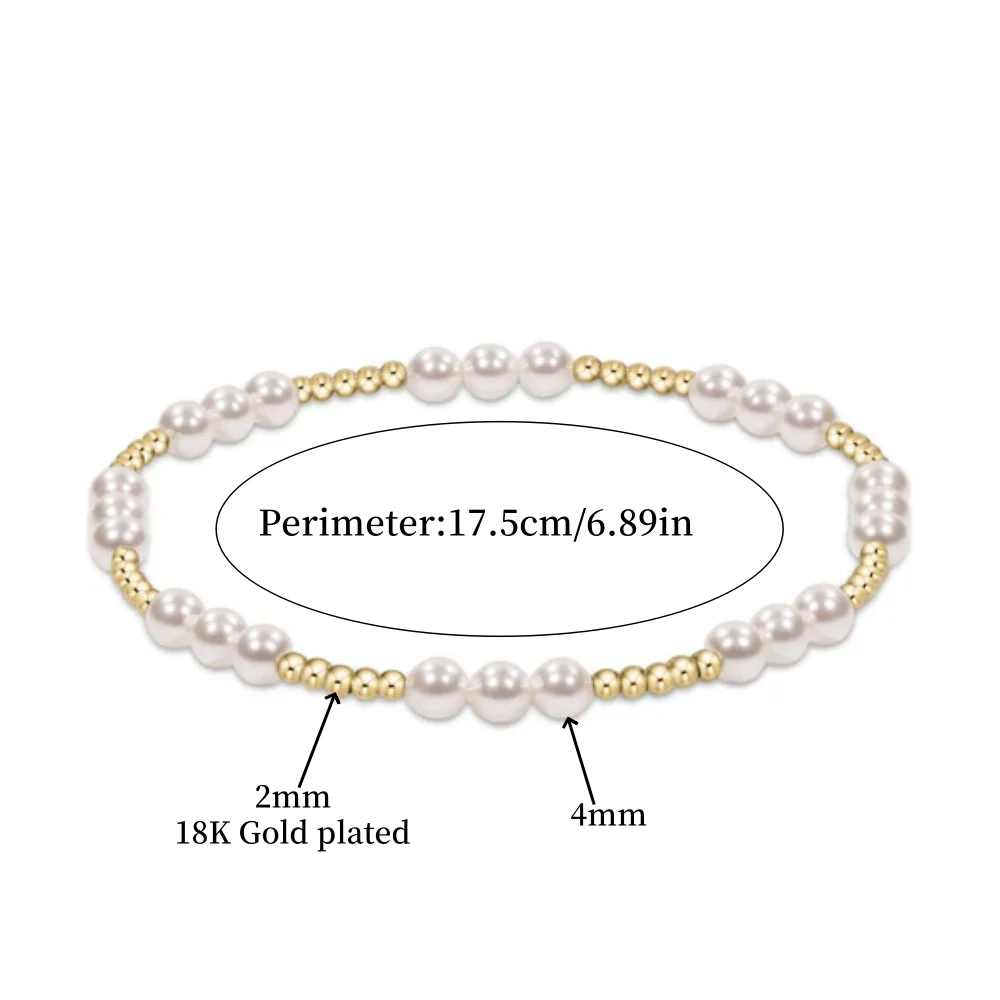 Vlen Shell Pearl Bracelet With 18K Gold Plated Bead Bracelets Stack Pulseras De Mujer Jewelry Valentine Day Gift