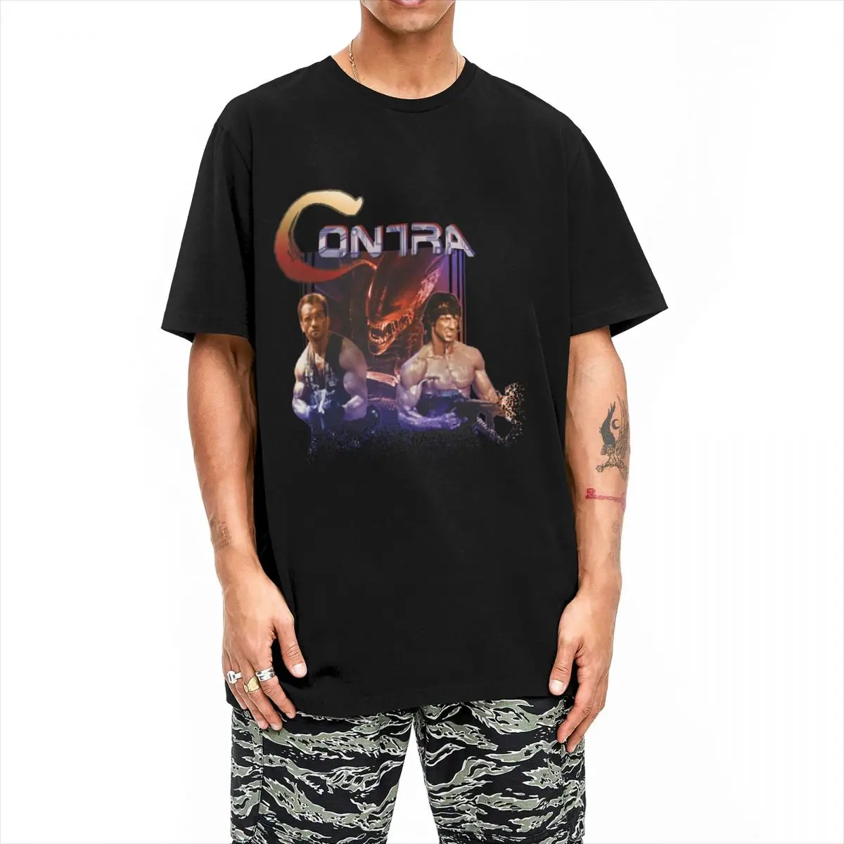 Contra Ripoff T Shirts for Men Women Cotton Vintage T-Shirt  Contra NES Retro Video Game Tee Shirt Short Sleeve Tops New Arrival