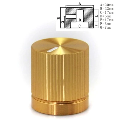 High-end 6mm As Aluminium Roterende Elektronische Controle Potentiometer Knop Volumeregelaar 20*22mm (Dia x Hoogte)
