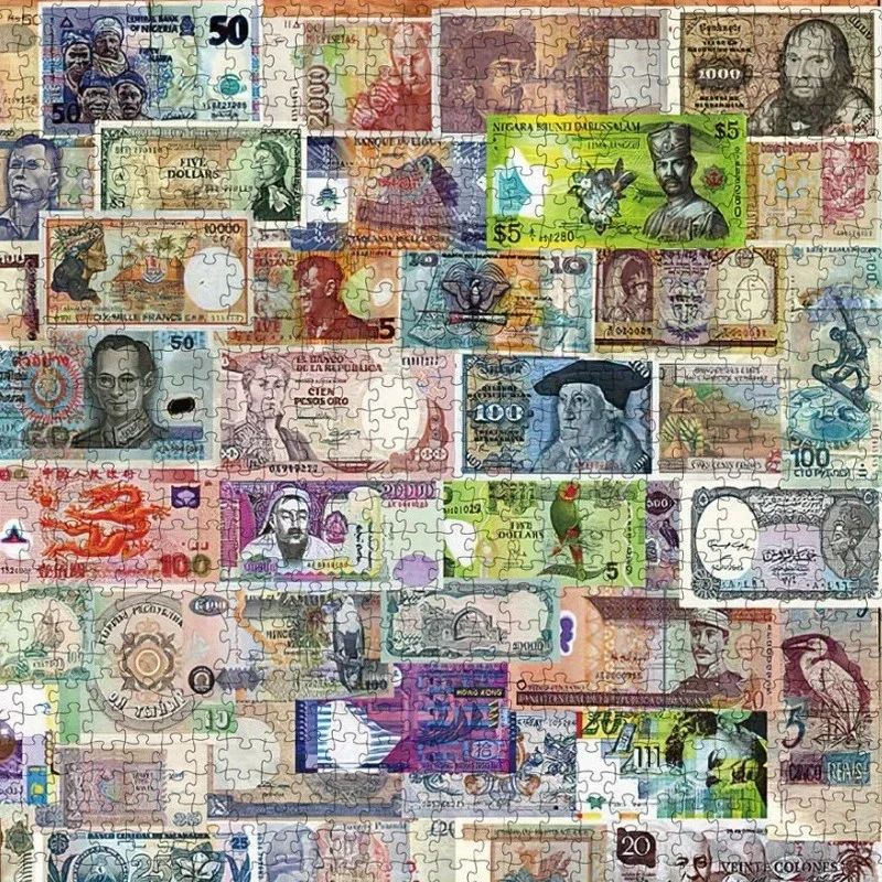 

1500 Pieces Jigsaw Puzzle for Adults The World's Major Currencies Paper Puzzles Home Decor Wall Display Birthday Festival Gift