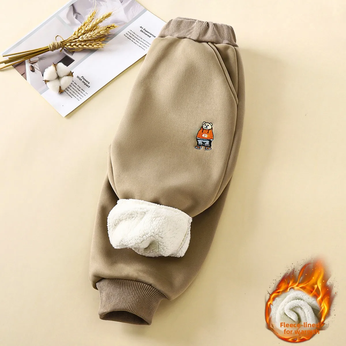 

Childrens Thick Woolen Pants with Plush Winter Boys Warm Pants Baby Pants Childrens Clothing Kids Clothes Leggings