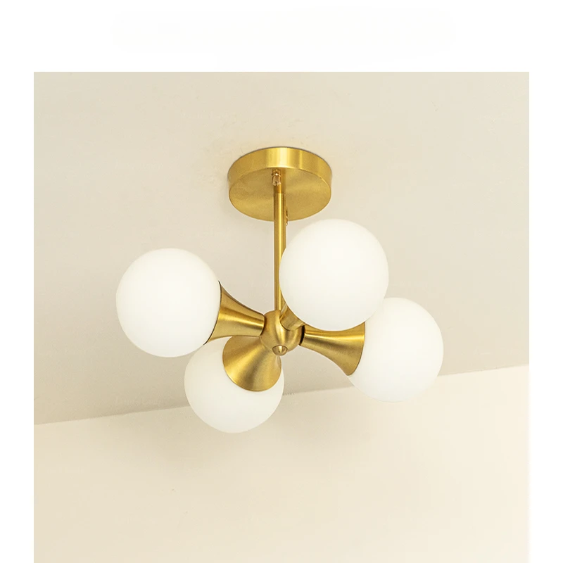 

Retro Glass Ball Ceiling Light Simple Nordic Brass Study Bedroom Room Light