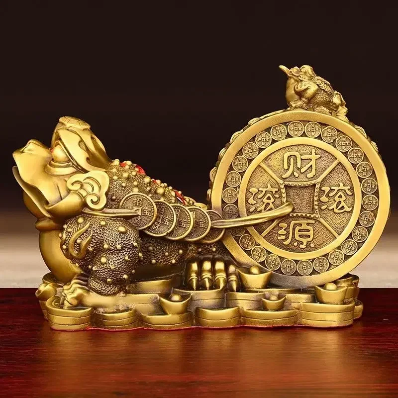 Copper Lucky Golden Toad Ornament Pulling Wealth Three-legged Toad Home Living Room Office Decor