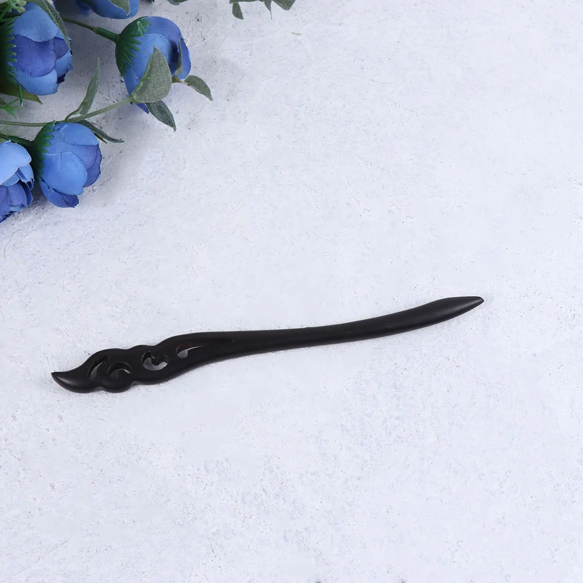 

2Pcs Black Ebony Wooden Hairpins Lightweight Comfortable Wear Retro Ethnic Design Vintage Hair Clasp H made Headdress
