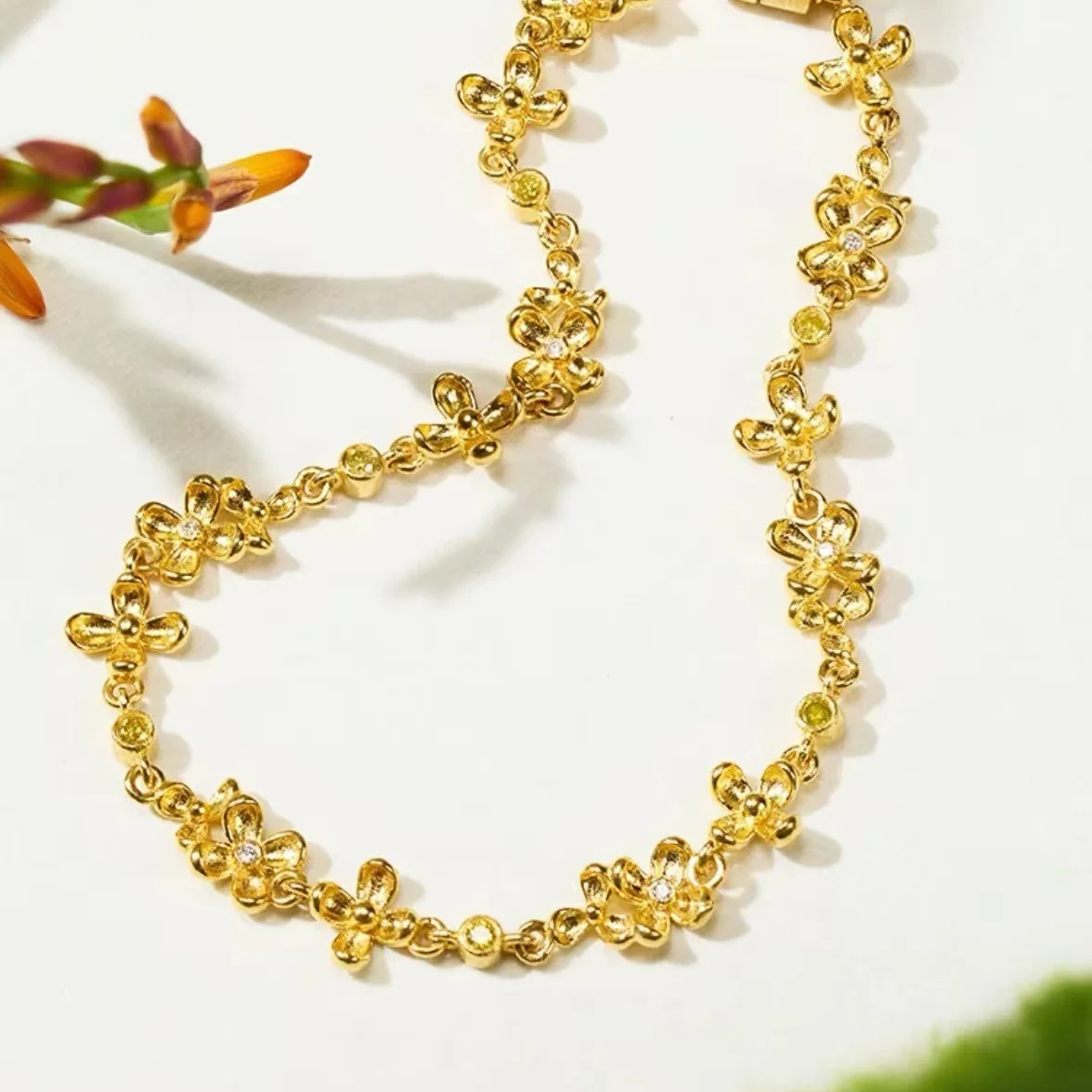 Light Luxury 9999 24K real gold Osmanthus Fragrant Bracelet Women's Fashion Flower Bracelet Gift for Best Friends