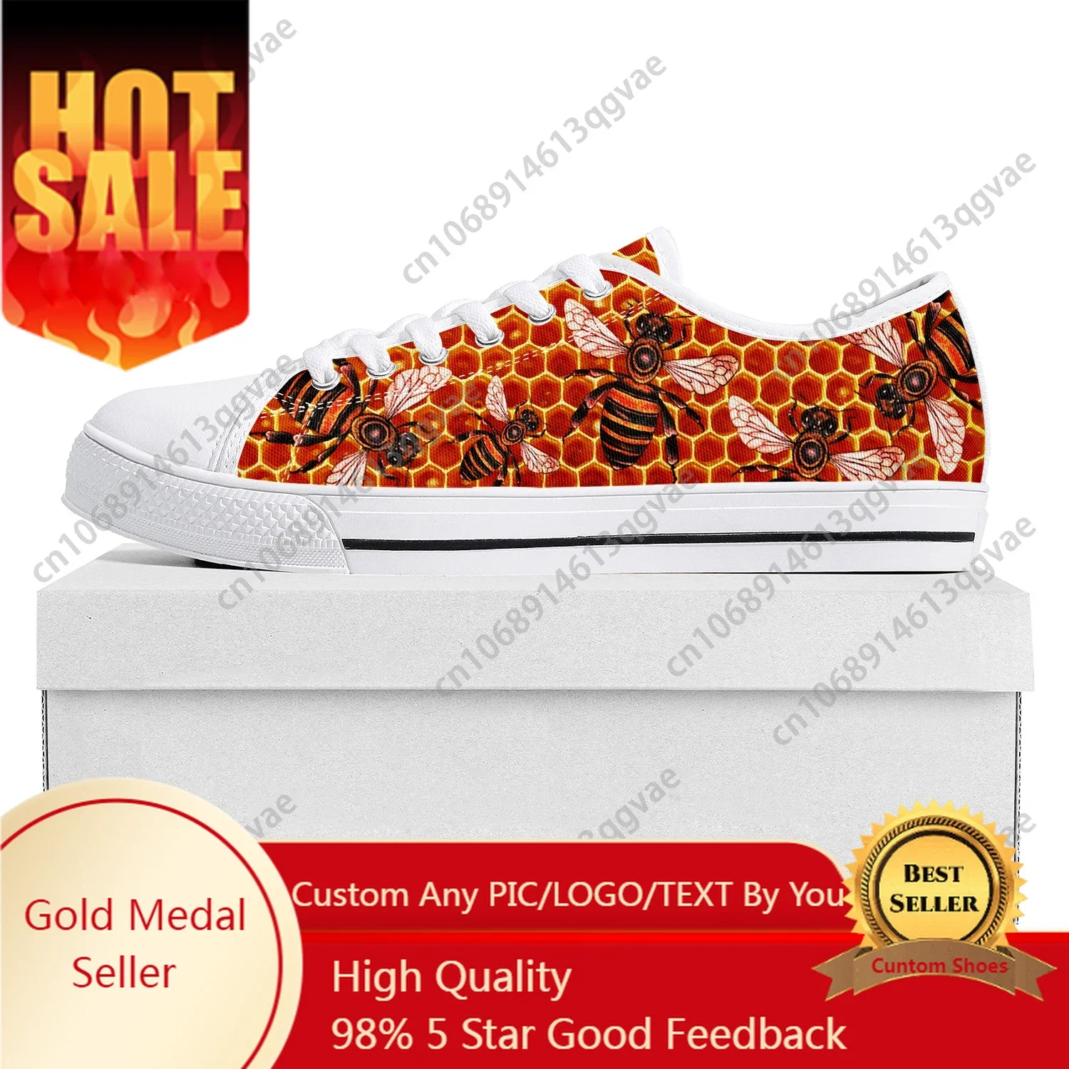 

Bee Honeybee Low Top High Quality Sneakers Mens Womens Teenager Popularity Canvas Sneaker Casual Couple Shoes Custom Shoe White