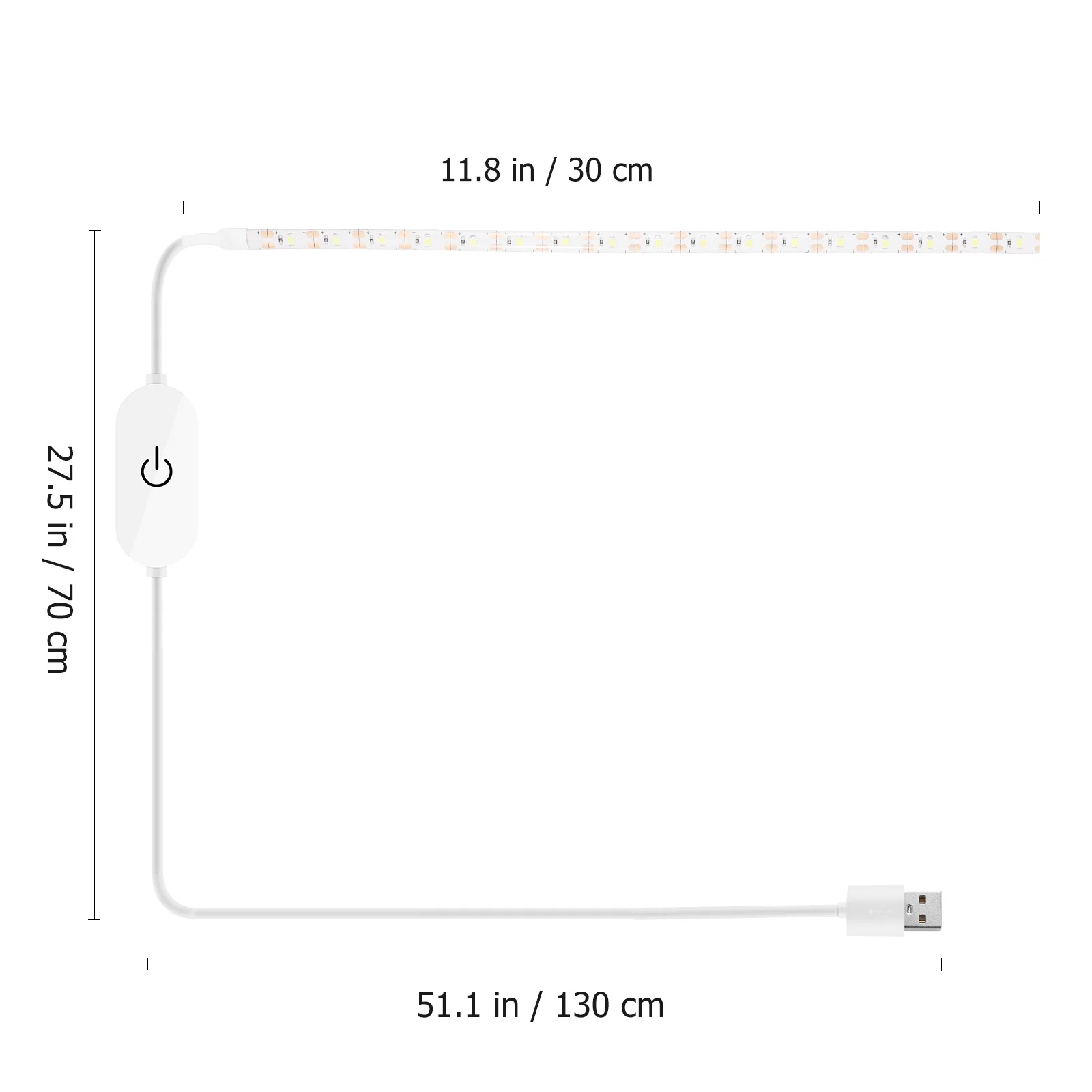 شريط إضاءة LED ذاتي اللصق بطول 2 متر 5 فولت USB 6500K أبيض بارد لمصباح ماكينة الخياطة مع التحكم باللمس سهل التركيب بدون أدوات