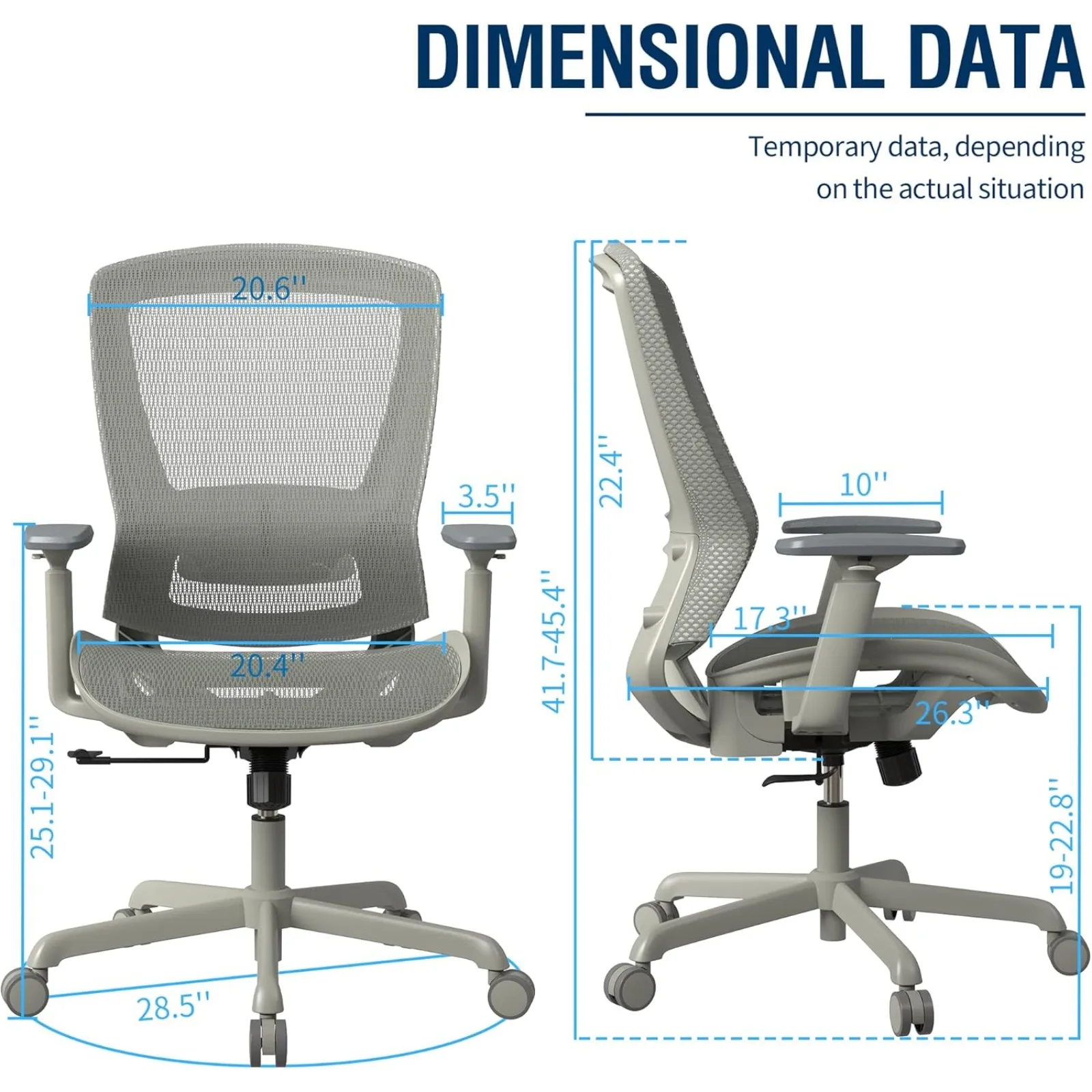 US Mesh Office Chair,Ergonomic Computer Desk Chair,Sturdy Task Chair- Adjustable Lumbar Support & Armrests,Tilt Function