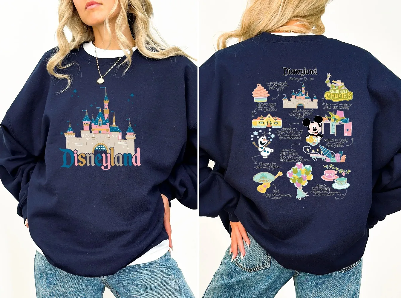 Disneyland Urlaubssweatshirt hinten und vorne Disneyland Trip Pullover Mickey And Friends Sweatshirt Disney Castle Hoodie