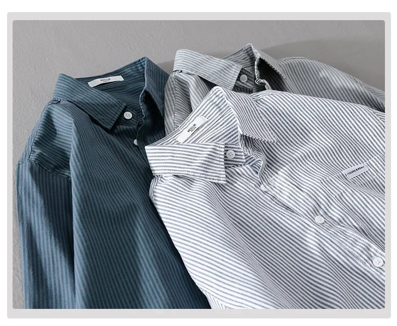 

Полосатая рубашка в корейском стиле, мужская повседневная рубашка с длинным рукавом, рубашка на пуговицах с карманами, мужская рубашка на пуговицах, весна-лето, молодежный простой топ, мужской