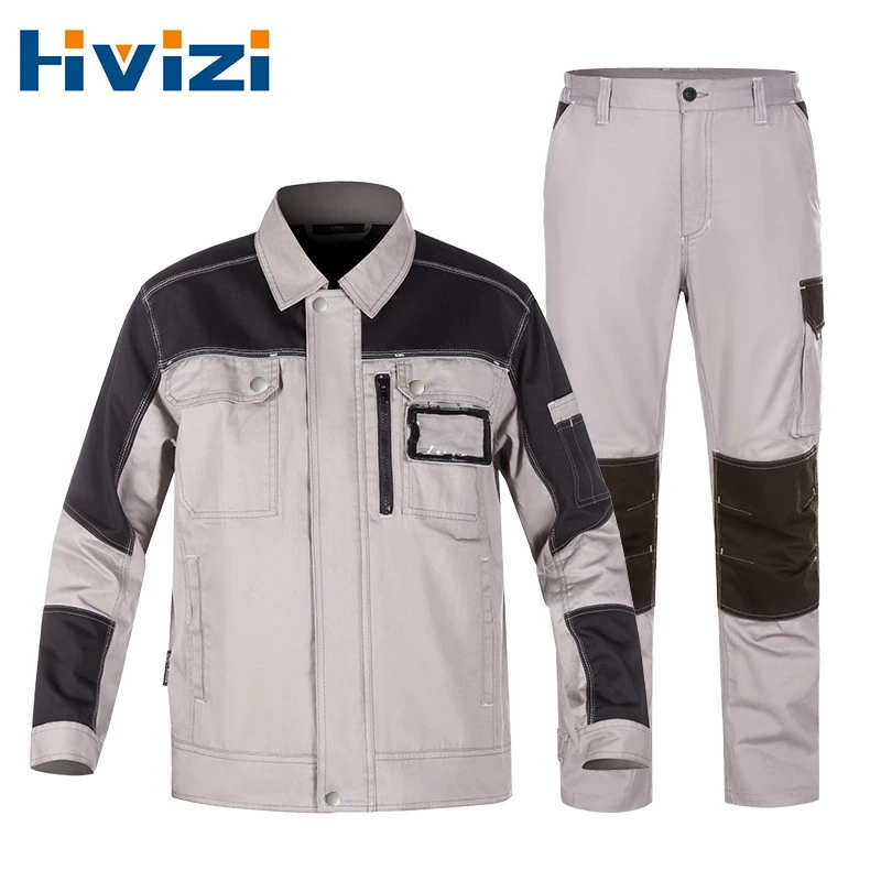 100% Cotton Work Uniforms Workshop Cargo Suit Set Work Jacket Men for Welding and Work Pants Construction Multi Pockets