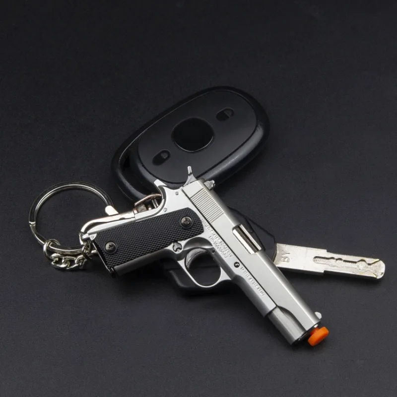 1:3 Metal Gold M1911 Colt Toy Gun Model Mini Keychain Look Real Collection Pubg Prop Birthday Hanging Christmas Gift with Case