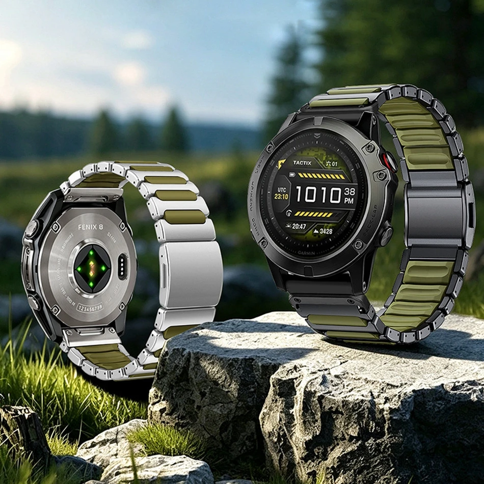 Pasek tytanowy 26mm 22mm do Garmin Fenix 8 51mm 47mm 7 X Pro 6 5X 5Plus 3 HR, opaska magnetyczna do Forerunner 965 745 935 — zdjęcie produktu 6