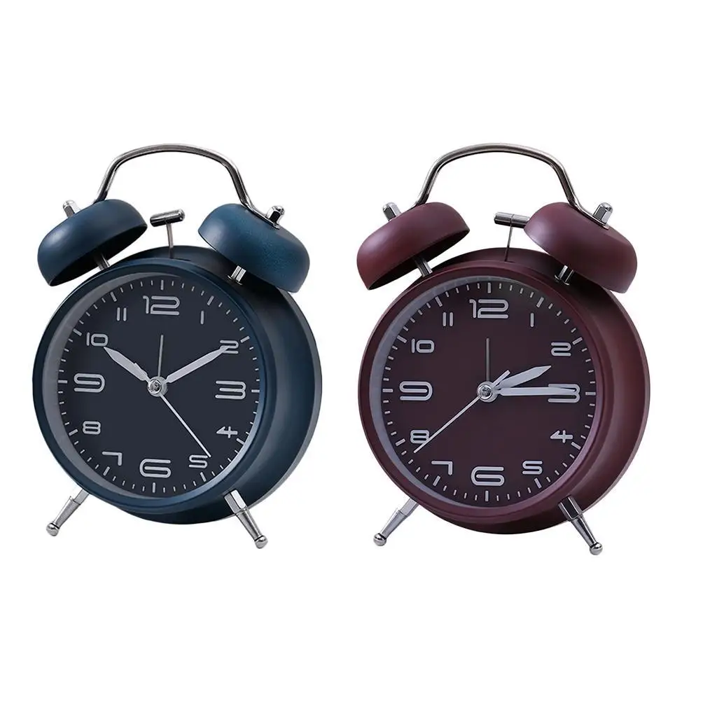 Mechanical Alarm Clock Clear Sound Retro Style Wind Up Table Clock Night Light Feature for Children Bedroom Gift