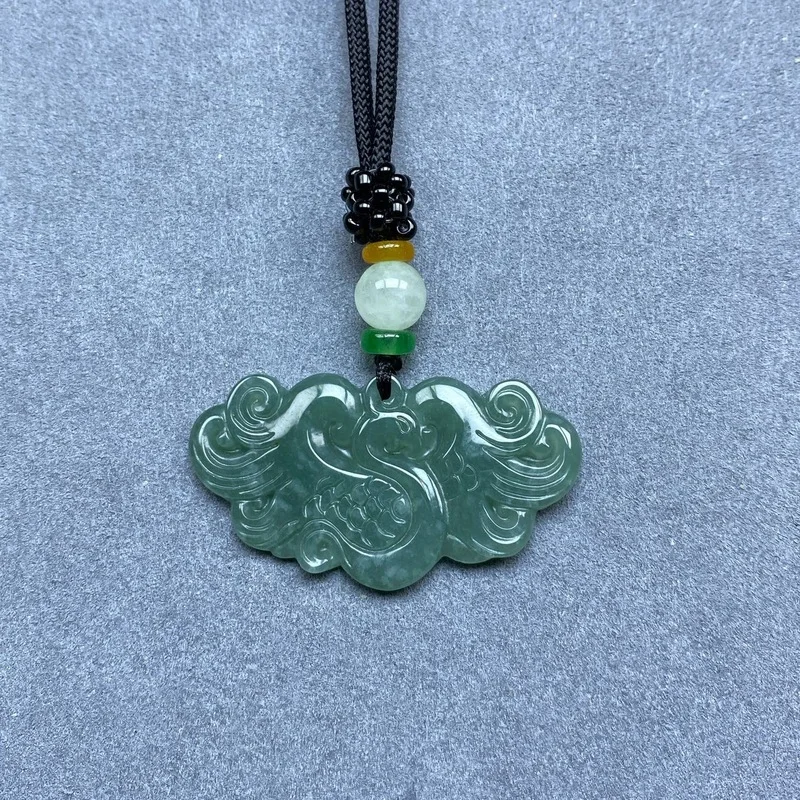 Ice Blue Pendant, Phoenix Dancing in the Heavens, Mobile Phone Bag Charm, High-Quality Jade