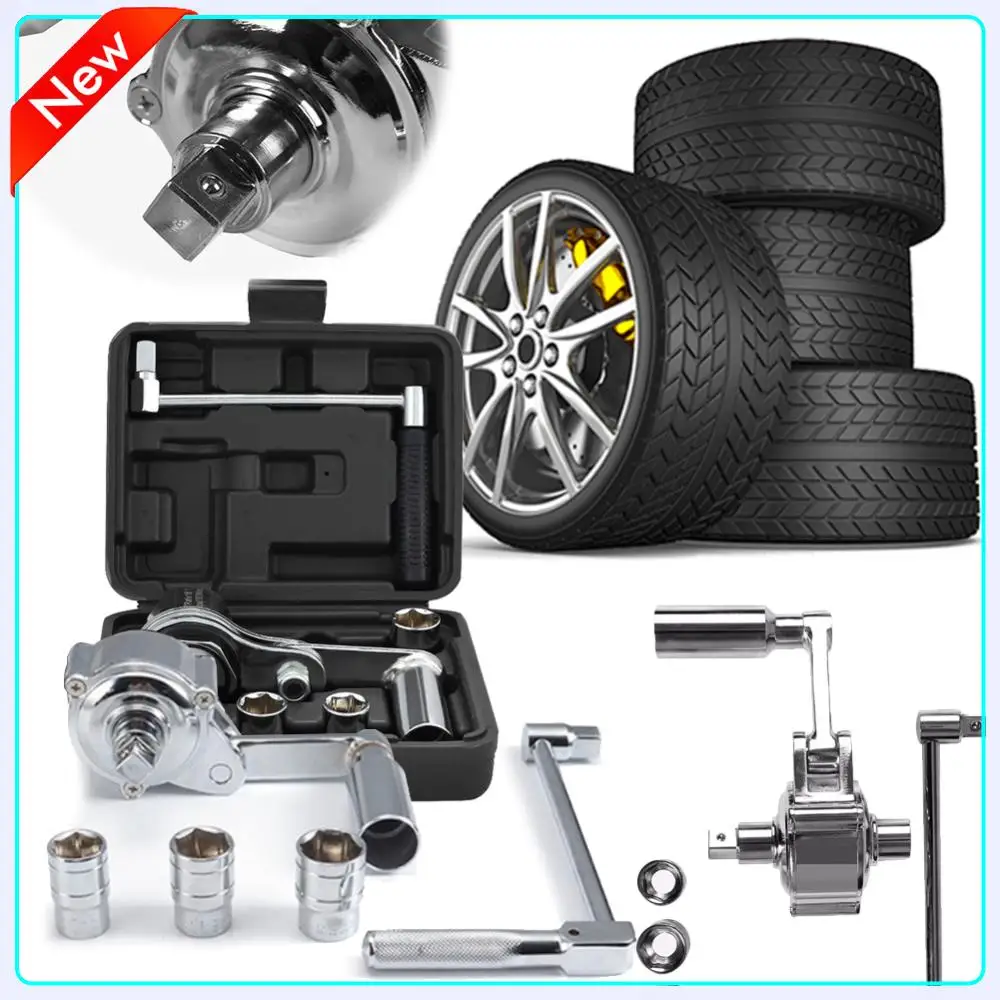 

Lug Nut Remover with 17mm/19mm/21mm Sockets Heavy Duty Labor-Saving Nut Disassembly Tool Torsional Torque Multiplier Nut Remover