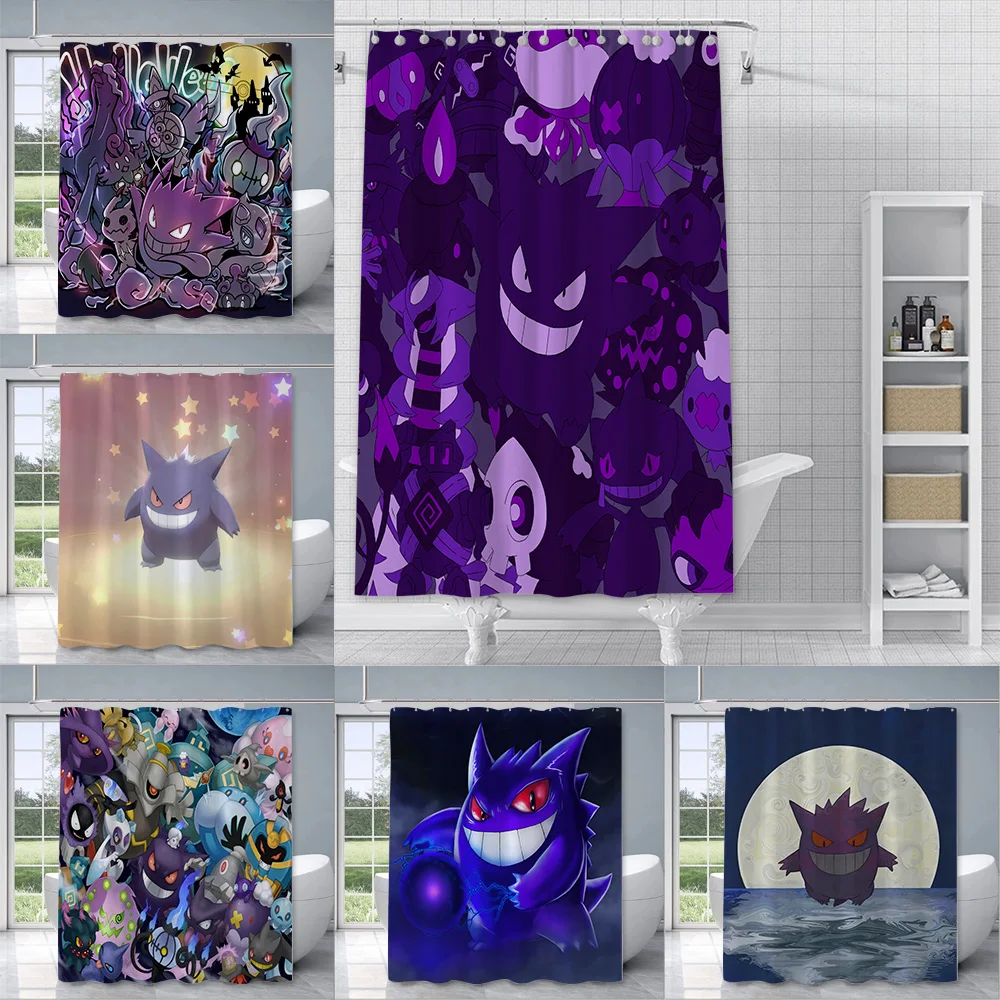 P-Pokemons G-Gengars Shower Curtain Waterproof Polyester Fabric Paint Bath Curtains Home Bathroom Decor Curtain With Hook