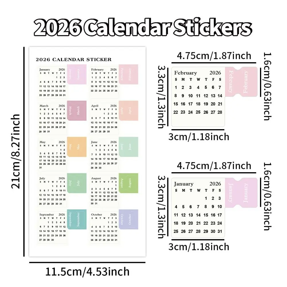 2Sheets 2026 Calendar Stickers,Monthly Planner Stickers,Labels For Diy Scrapbook Journals Notebooks,Scheduling,School/Office Use