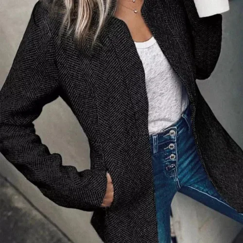 European and American Women's Thick Woolen Coat for Autumn and Winter Casual and Versatile Commuting Jacket