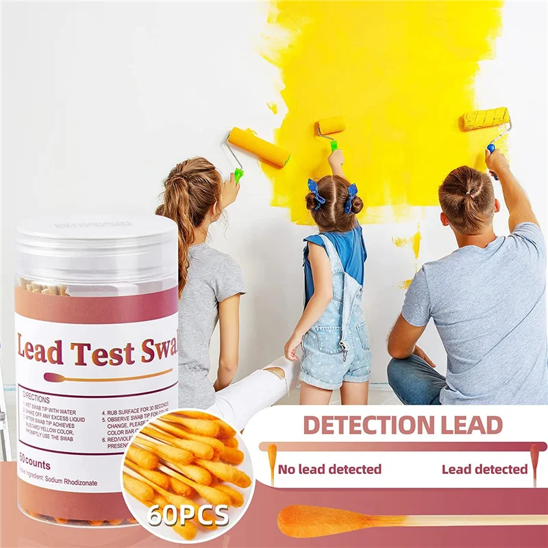 Tamponi per test con piombo caldo - Kit per test di vernice al piombo, tampone per controllo piombo per uso domestico, risultati di prova in (60 pezzi)