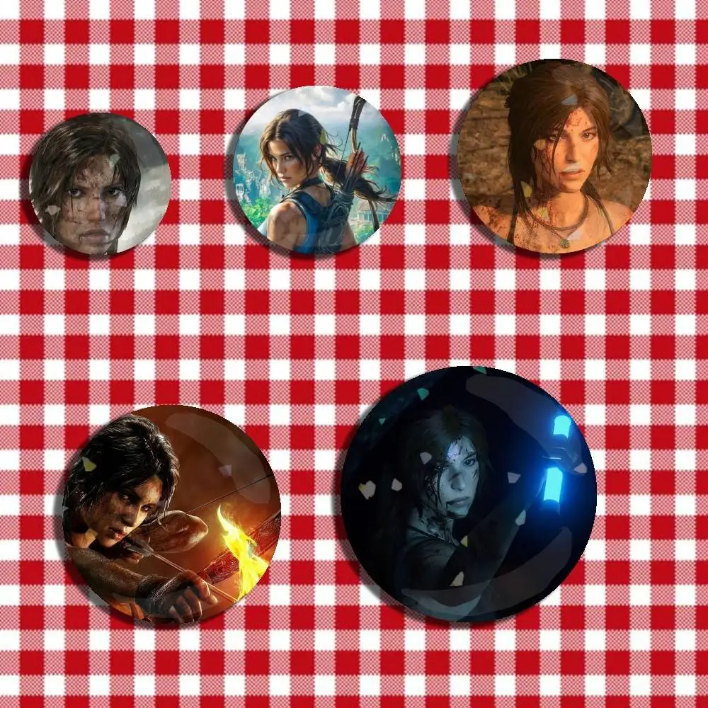 

T-Tomb Game R-Raider L-Lara Croft Laser Badge Creative Pins Brooch for Bag Clothes Hat Decor Gifts Fans Collect