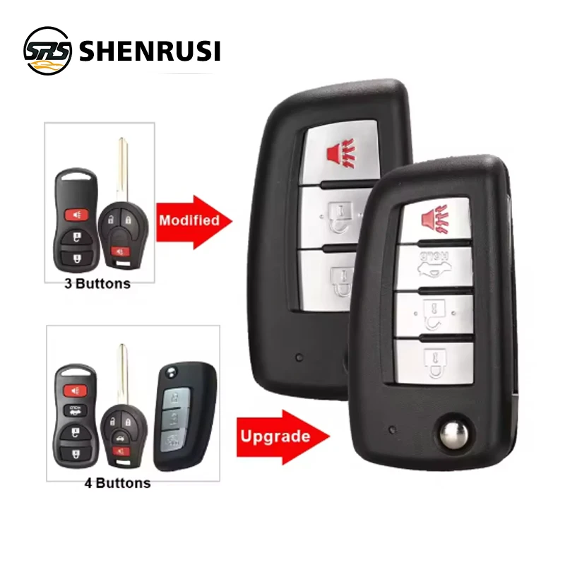 

SHENRUSI модифицированный откидной дистанционный ключ от машины новый стиль 433/315 МГц для Nissan Qashqai Sunny Sylphy Tiida X-Trail March Sentra 3/4B ключи