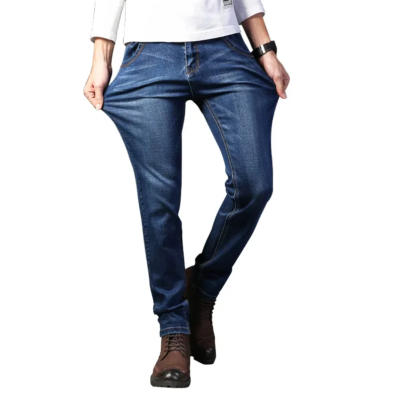 

Продажа четырех сезонов, тонкие маленькие прямые джинсы, мужские классические мужские взрывные молодежные джинсы, удобные джинсы для взрослых, джентльмена