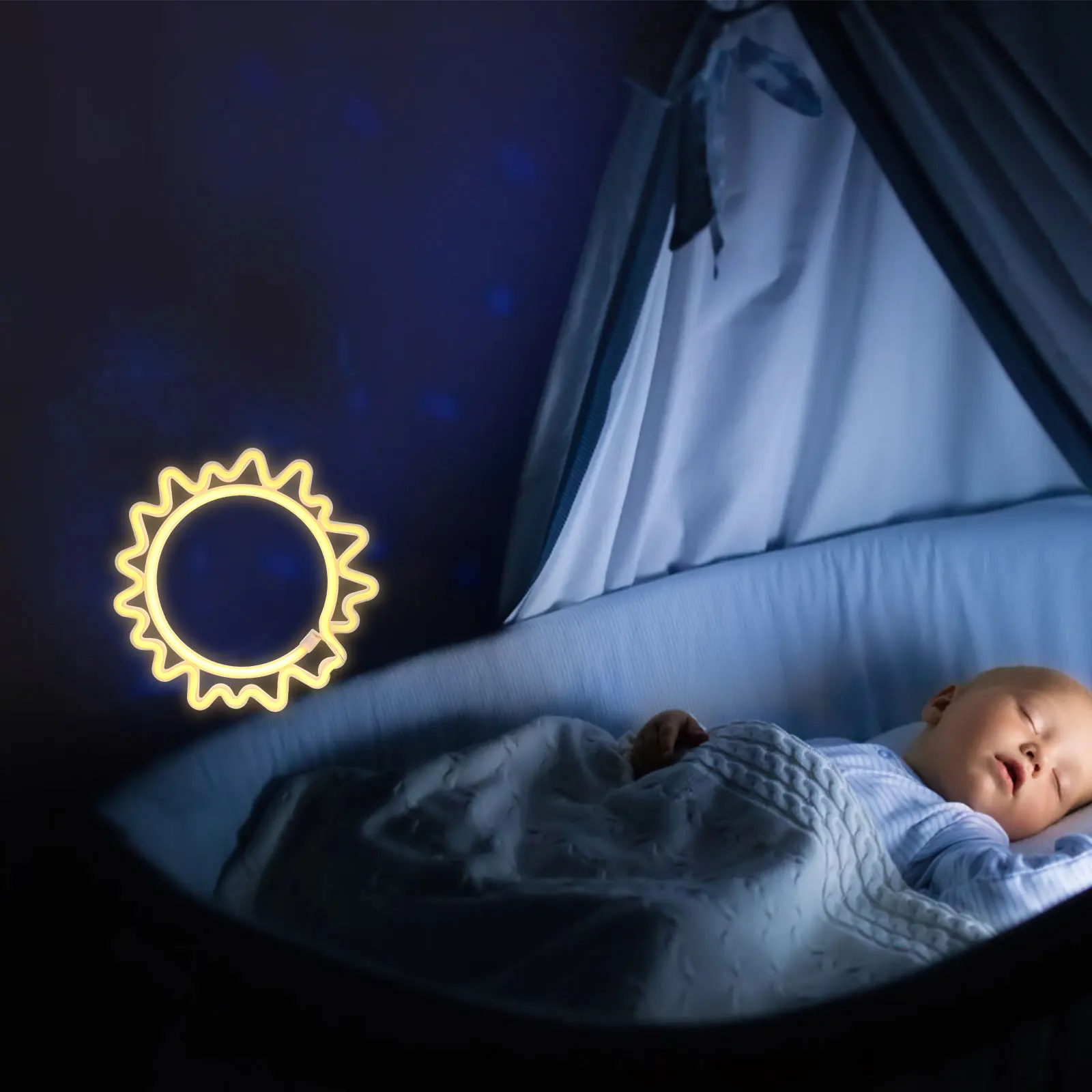 

Creative LED Shape Light Sun Neon nament Durable USB Gentle Lighting Bedroom Living Room Study Office Decor Small Night Lamp