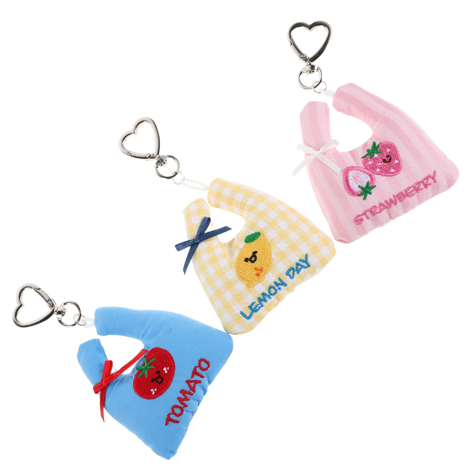 

3pcs Kawaii Fruit Keychain Mini Purse Stuffed Bag Charm Cute Reusable Shopping Tote Clip Decorative Accessory For Kids Fashion
