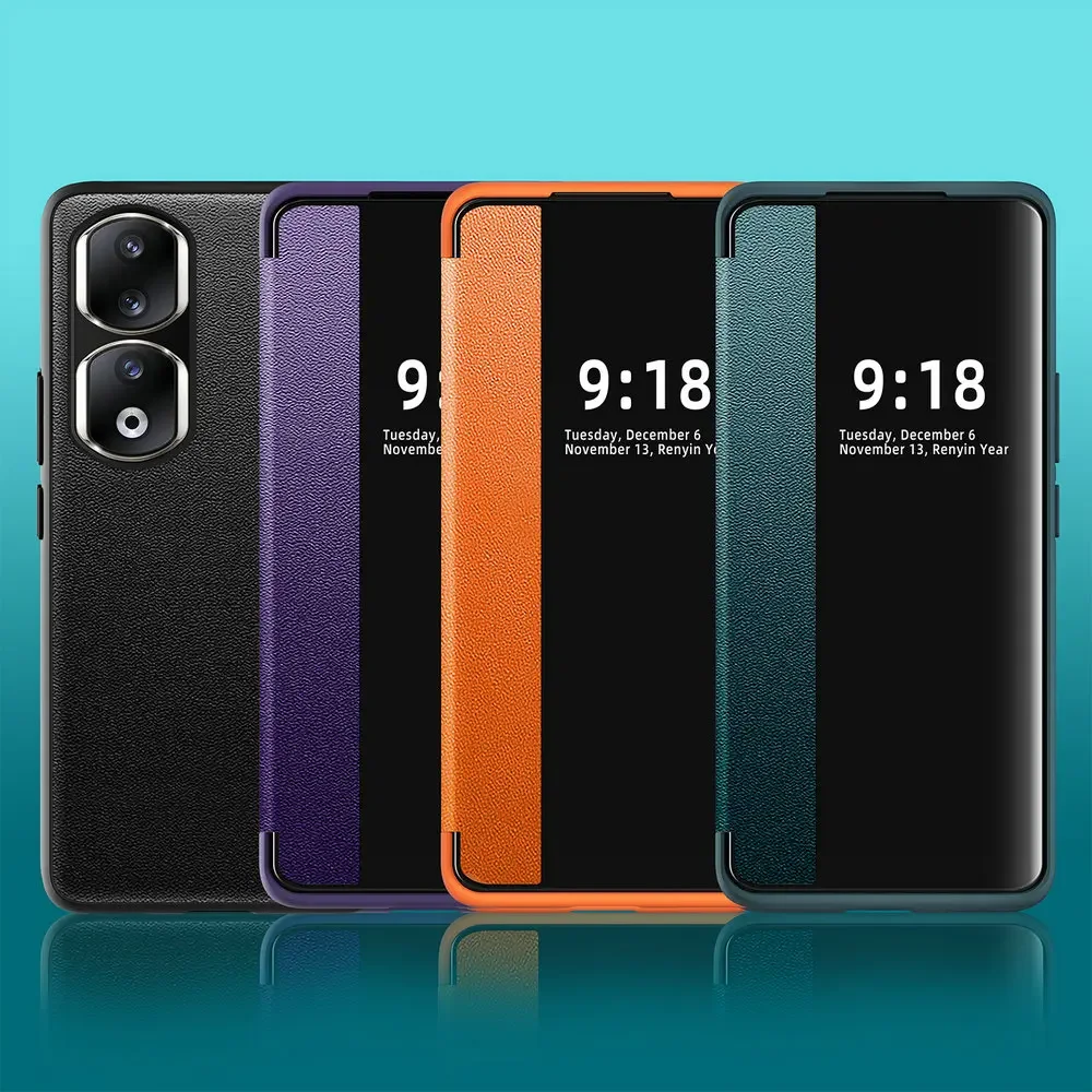 Honor 90 50 60 70 80 GT Case Luxury Window View Leather Cases For Huawei Honor 90 PRO 50 SE Flip Cover Honor Magic 4 5 Pro Funda