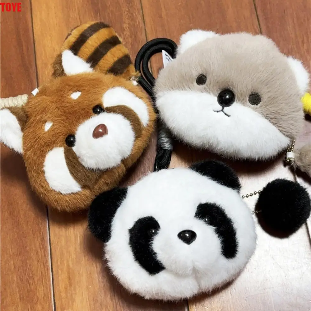 Fashion Cartoon Red Panda Keyring Animal Soft Panda Pendant Headphone Bag Cute Plush Otter Purse Backpack Decor