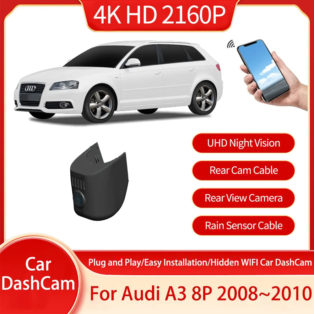 For Audi A3 8P 2008 2009 2010 Hidden WIFI Driving Recorder Loop Video Hard Drive Dual Len Front And Rear Camera Auto Accessories