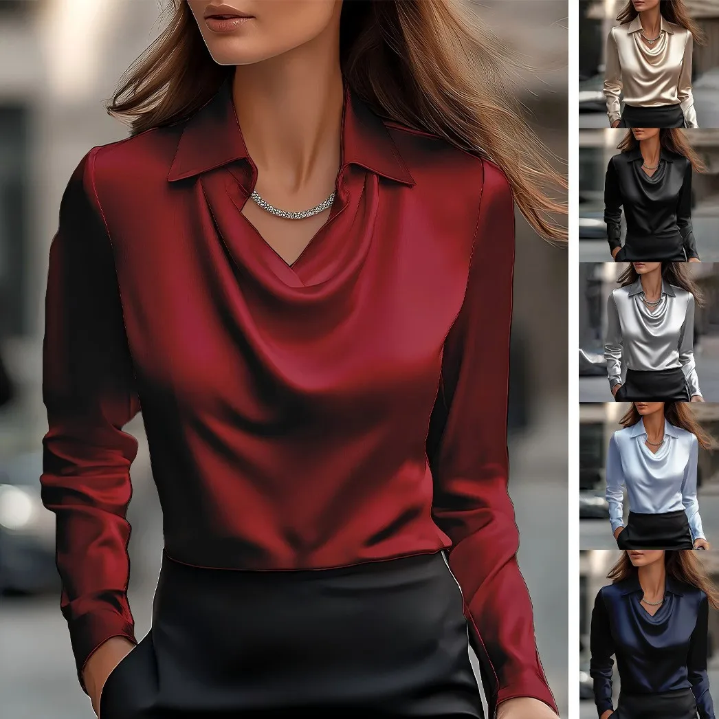 

2025 temperament simple swing collar shirt collar women's top women's clothing