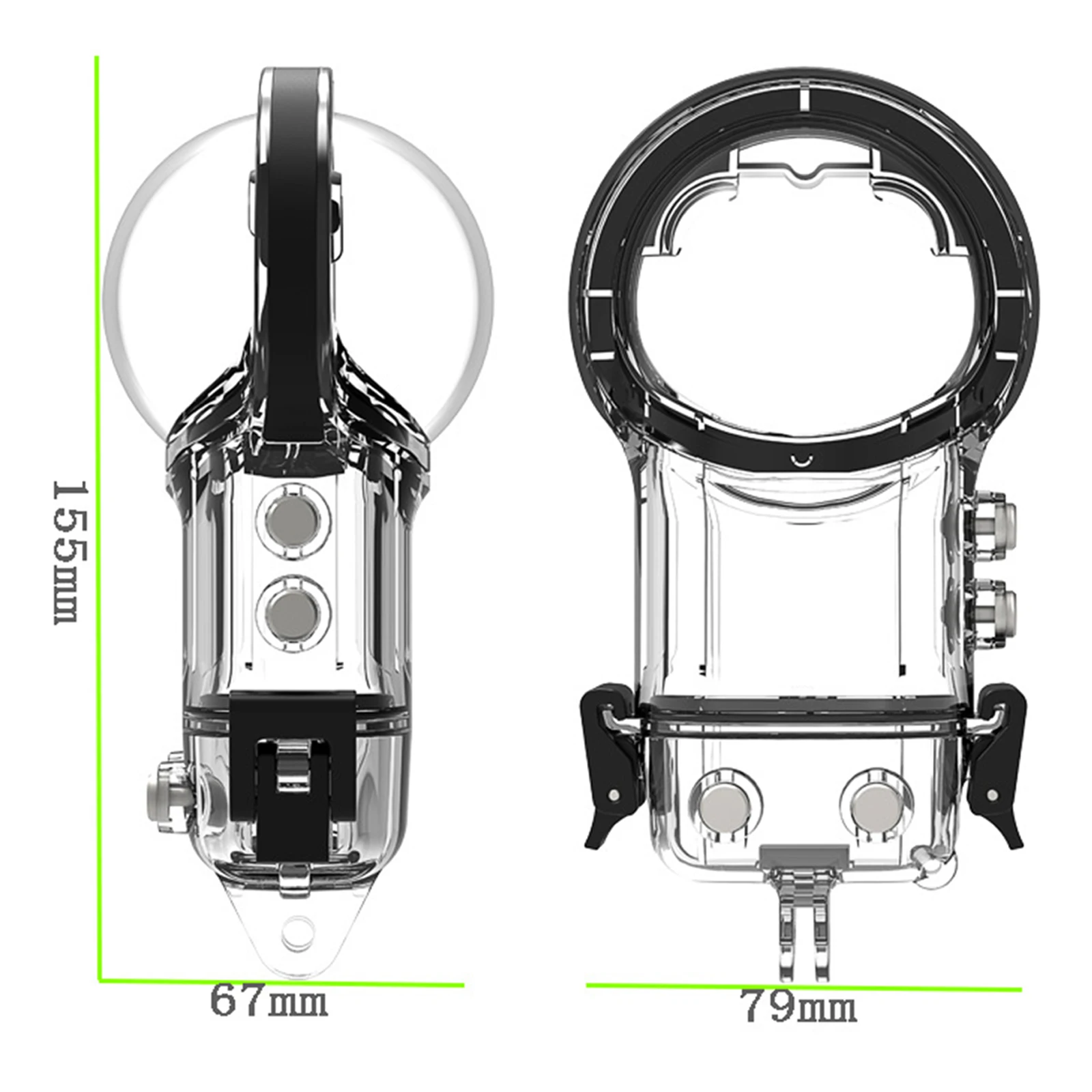 50M Spherical Surface Waterproof Underwater Diving Protective Mount Case Cover Shell for Insta360 X3 Camera