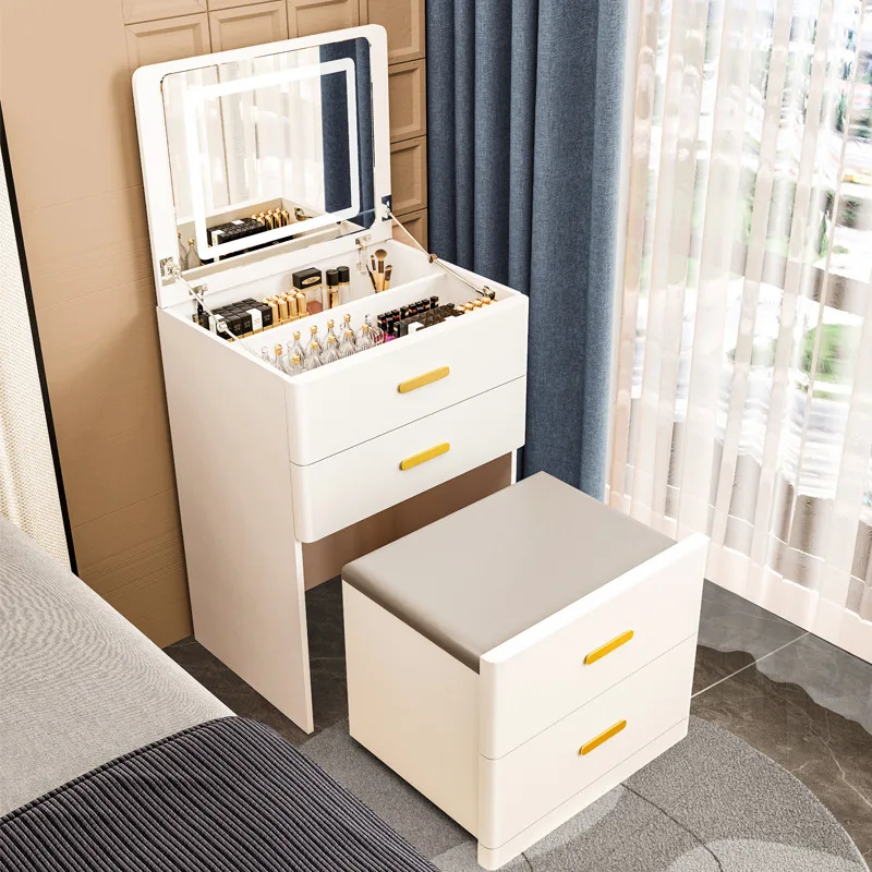 Small apartment rock slab solid wood light luxury bedside table Bedroom with password Speaker fingerprint lock Cosmetic