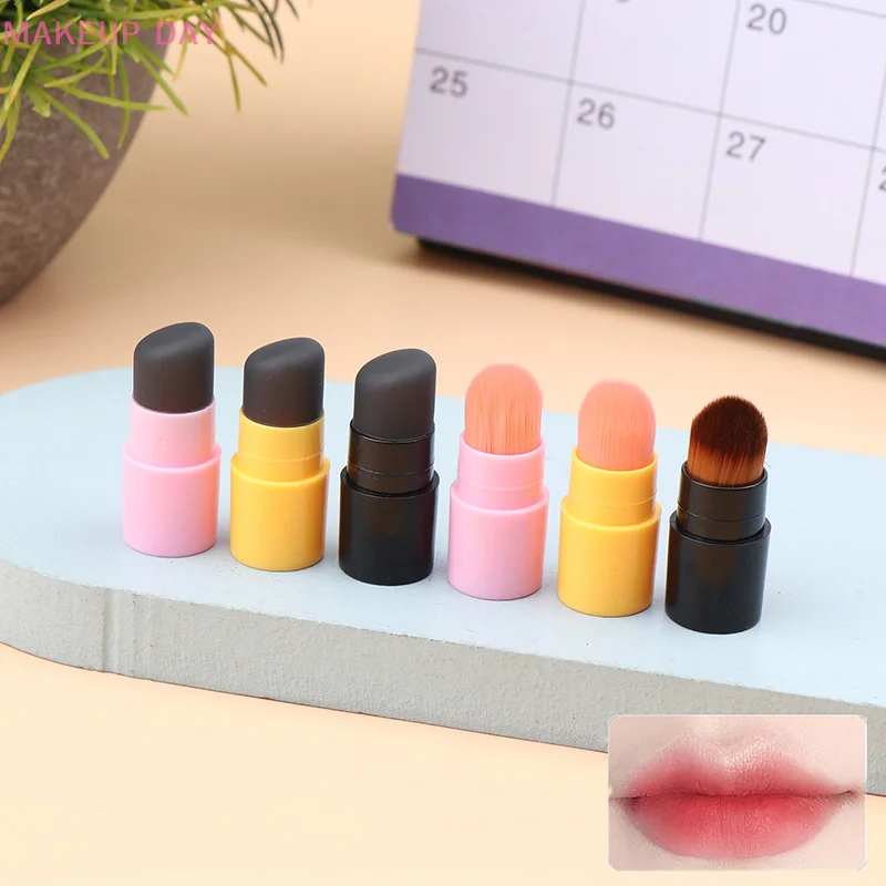 Angulado Silicone Lip Brush, corretivo maquiagem ferramenta, cabeça redonda portátil, pontas dos dedos, Q Soft Batom, pontas dos dedos