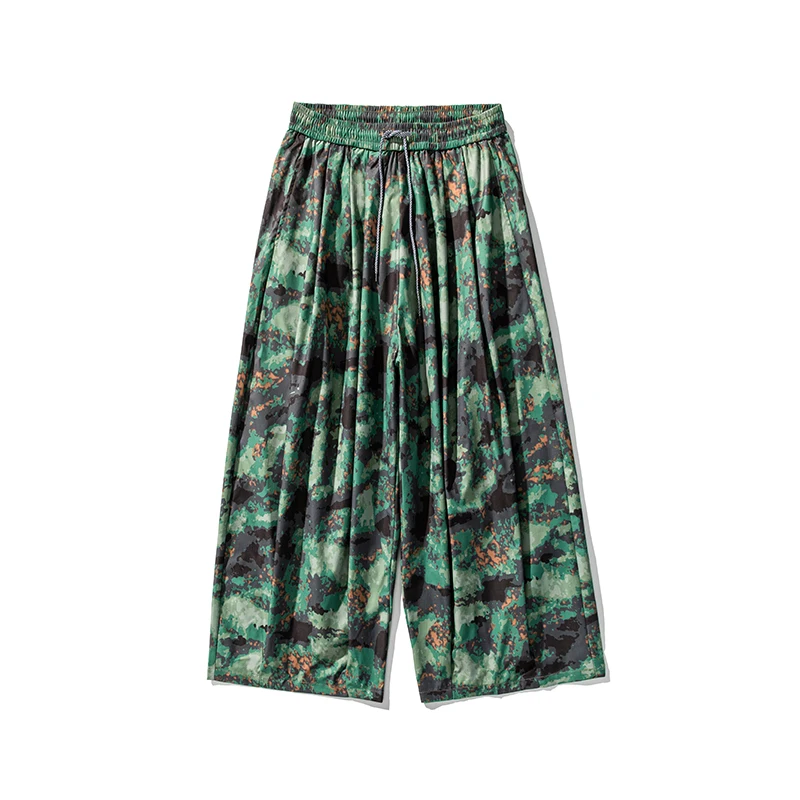 

Multi-Color Camouflage Print Oversize Wide Leg 7/8 Pants Loose Casual Trousers Trendy Male Bottoms Multiple Colors Available