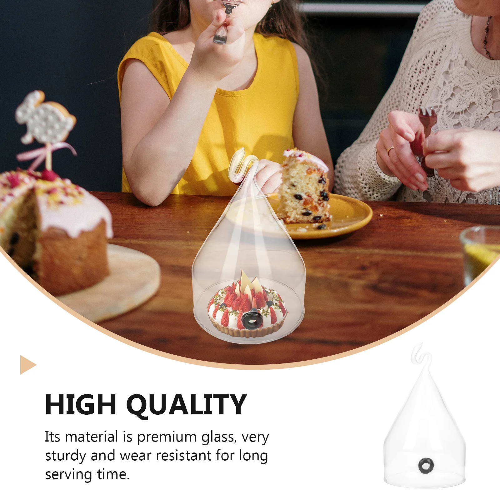 1Pcs Smoke Glass Food Cover Heat Resistant Bread Cake Snack Dessert Protective Lid Cover for Kitchen Party