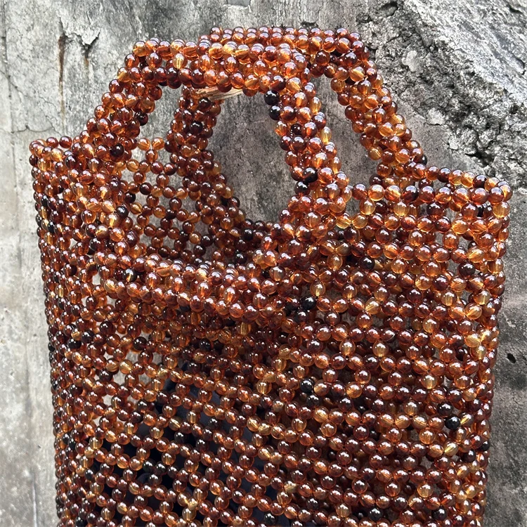 Vintage woven bag weaving bag retro beach seaside vacation handbag Women\'s shopping simple acrylic hand bag