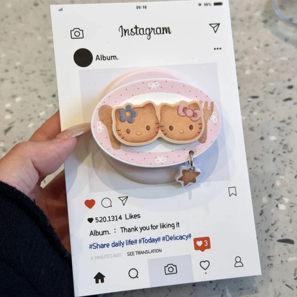Cute Cartoon Biscuit Magnetic Holder Sanrio Hello Kitty GripTok Phone Stand Holder For iPhone Samsung For MagSafe Smart Support