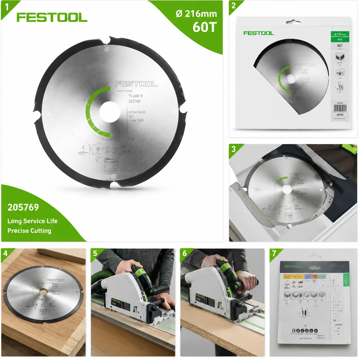 Festool 205769 68x20mm 4T Cement Cutting Saw Blade Long Service Life Fits TS 60K Track Saw
