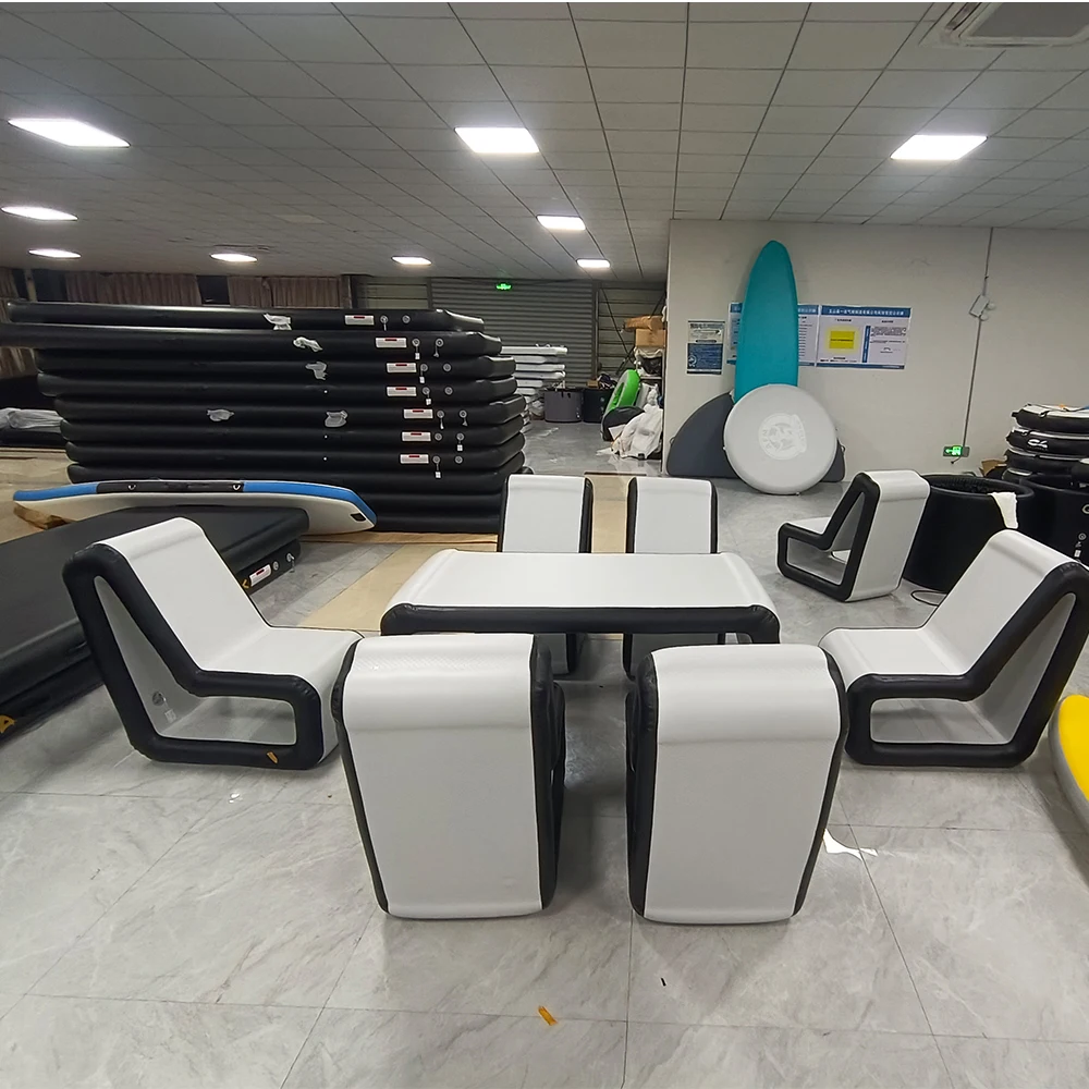 Portable Durable PVC Lightweight Inflatable Sofa Table Set Blow Up Air Sofa Table Furniture for Beach Camping Outdoor Travel