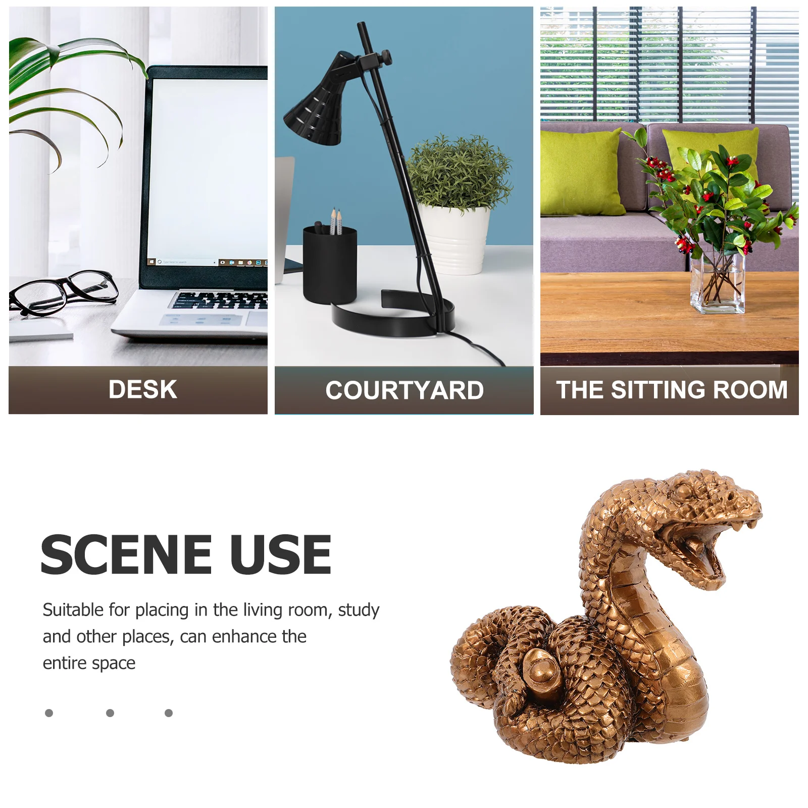 

Resin Snake Zodiac Decoration For Desk Home Garden Display Wealth Desktop Snake Statues God Statue Gift