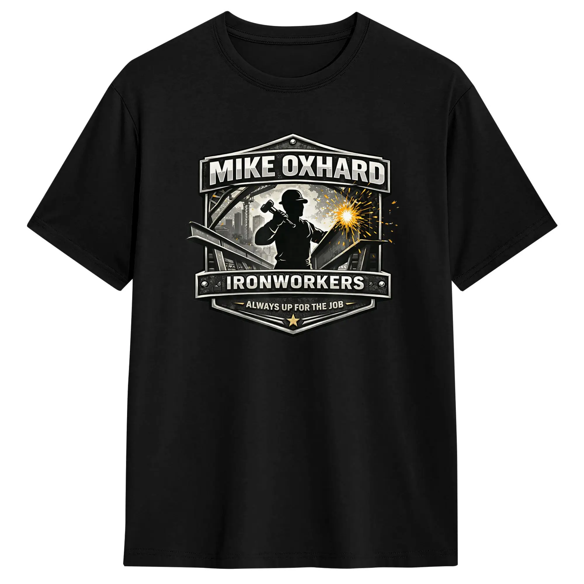 Mike Oxhard Ironworker T-Shirt Summer  Harajuku T Shirts 100 Cotton O Neck Plus Size Tees Short-Sleeved Streetwear Tshirt